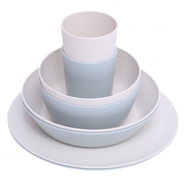 1 - Ensemble d'assiettes et de verres de camping en PLA 8 pièces pour 2 personnes pour camping-car et camionnette